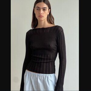 Deiji Studios Open Work Long Sleeve (Black, size M)